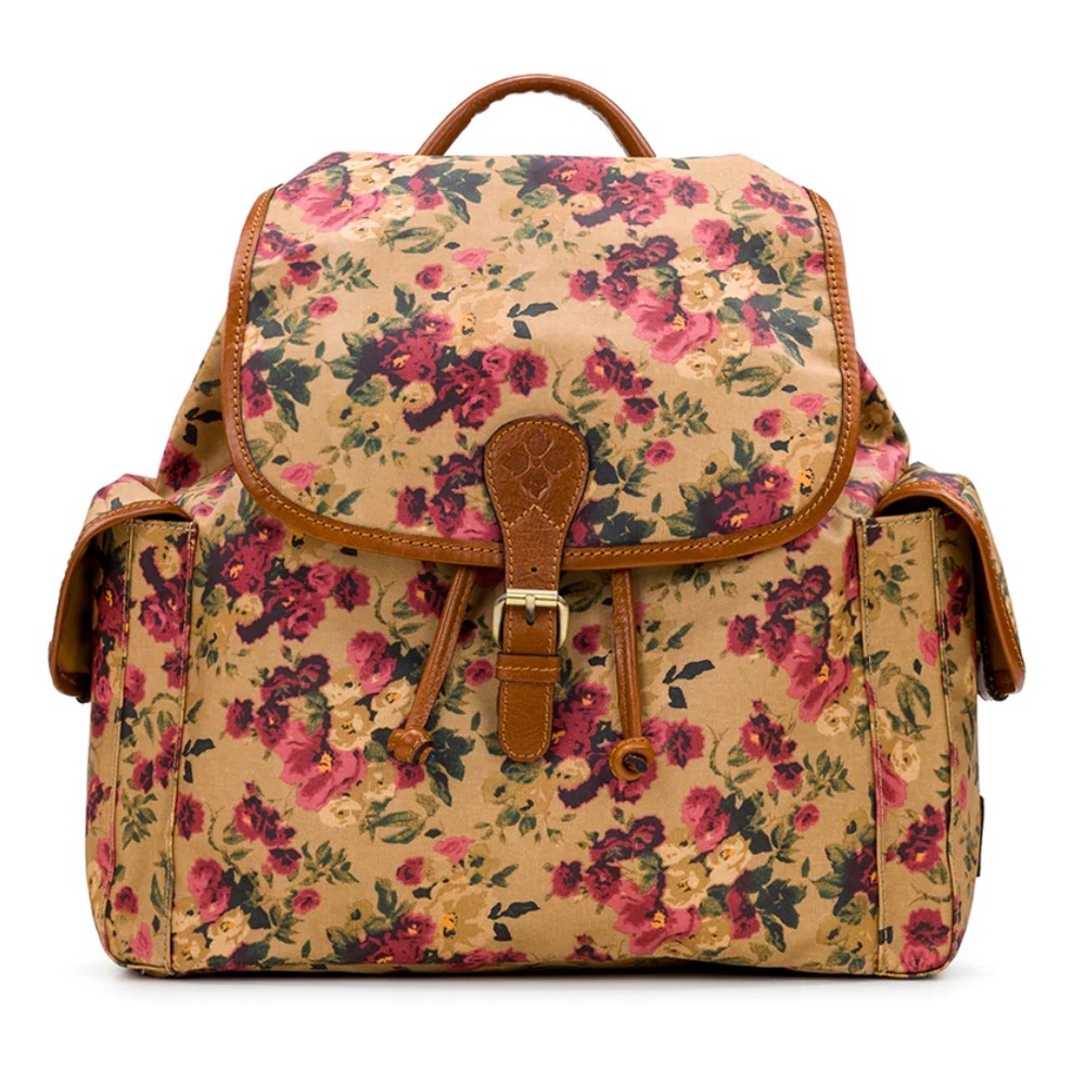 Patricia Nash Tavella Backpack in Patina Coated Linen Canvas Antique Rose